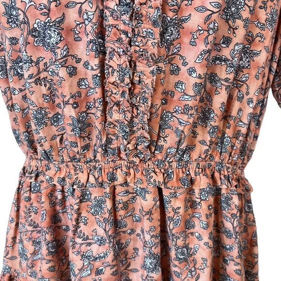 Current Air Los Angeles Floral Pleated Ruffled V Neck Cottagecore Mini Dress - Picture 8 of 16